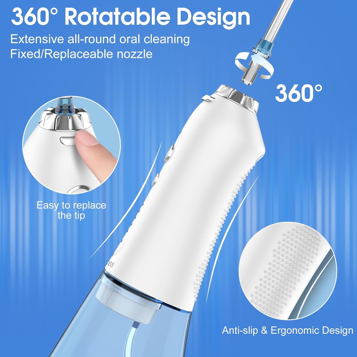 H20 FLOSS PORTABLE ORAL IRRIGATOR WHITE HF-6 thumbnail 4