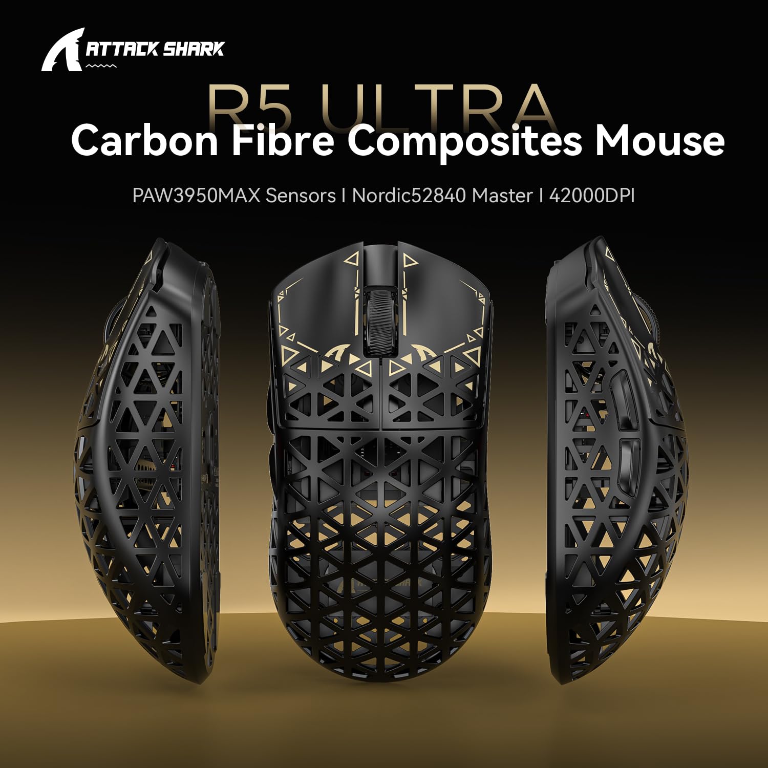 ATTACK SHARK R5 ULTRA WIRELESS 8K GAMING MOUSE BLACK PAW-3950 MAX thumbnail 3