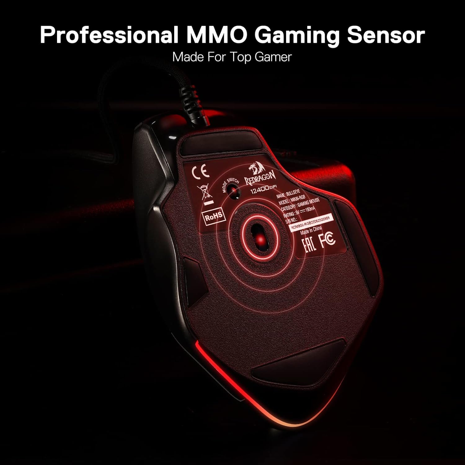 REDRAGON BULLSEYE PRO WIRELESS GAMING MOUSE BLACK M806RGB-PRO thumbnail 6
