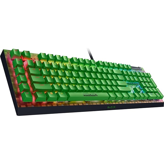 RAZER BLACKWIDOW V4 X MECHANICAL GAMING KEYBOARD GREEN SWITCHES MINECRAFT EDITION RZ03-04704100-R3M1 thumbnail 4