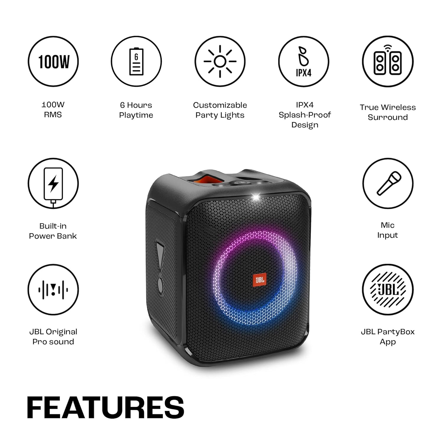 JBL PARTYBOX ENCORE 2 PORTABLE SPEAKER WITH 2 MIC JBLPBENCORE 2 2MICAS thumbnail 2