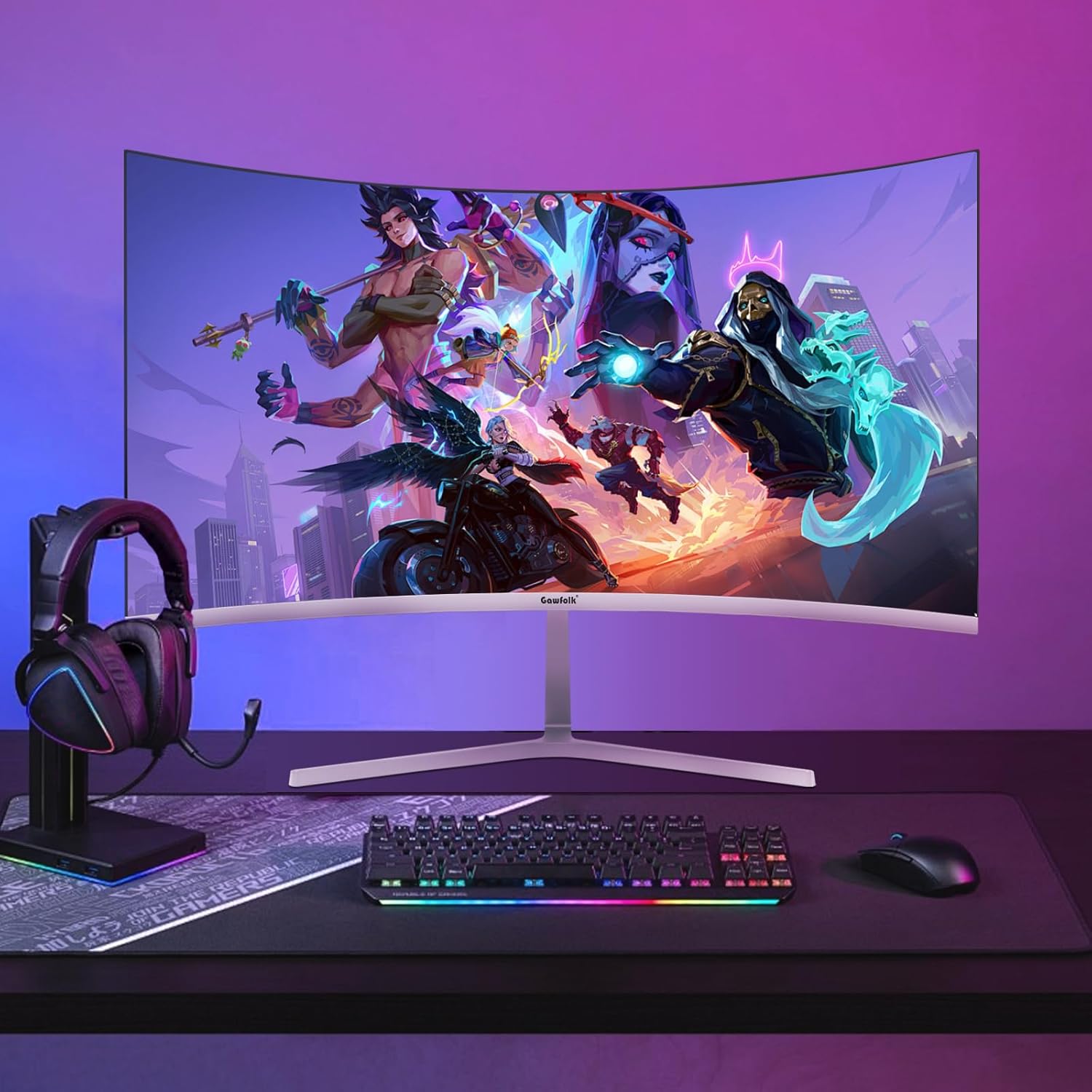 GAWFOLK 27 INCH 1K 280HZ 1920*1080 CURVE VA PANEL MONITOR BLACK/WHITE GF270N thumbnail 6