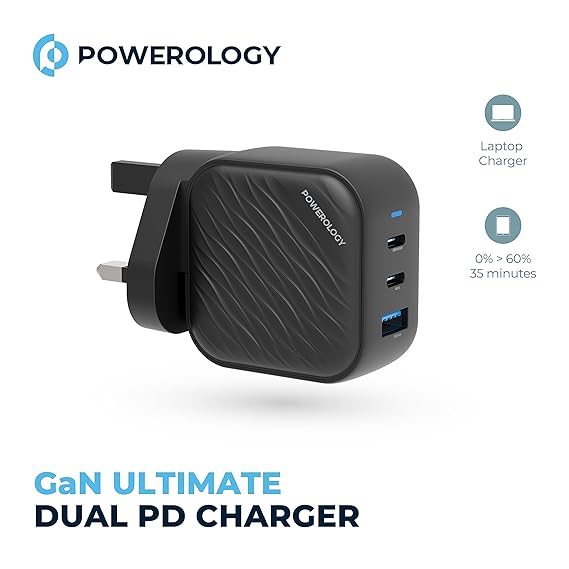 POWEROLOGY GAN DUAL USB C WALL CHARGER PD 45W PWCUQC035 thumbnail 8
