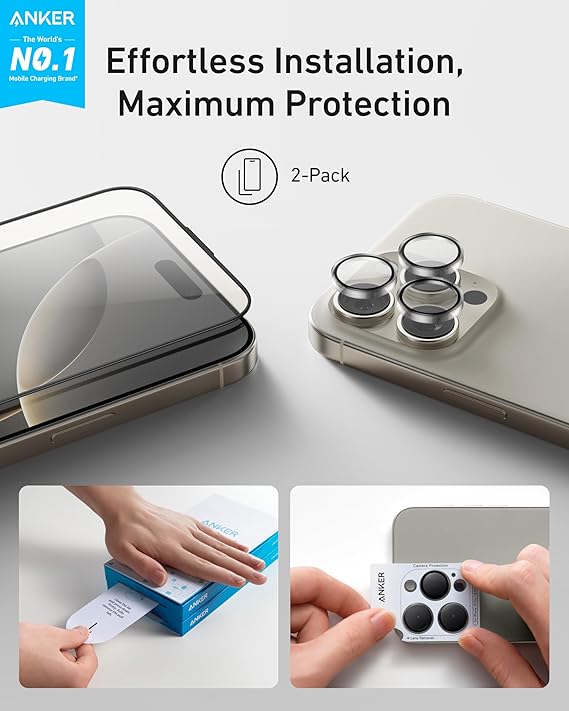 ANKER IPHONE 16 PRO /16 PRO MAX 2 PACK SHIELD CAMERA LENS PROTECTOR A720GH6A thumbnail 2