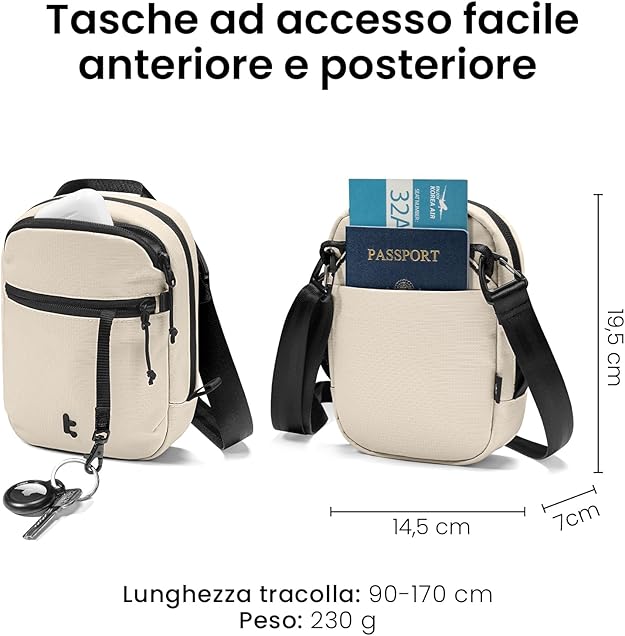 TOMTOC AVIATOR T37 TRAVEL CROSSBODY BAG KHAKI T37S1K1 thumbnail 7