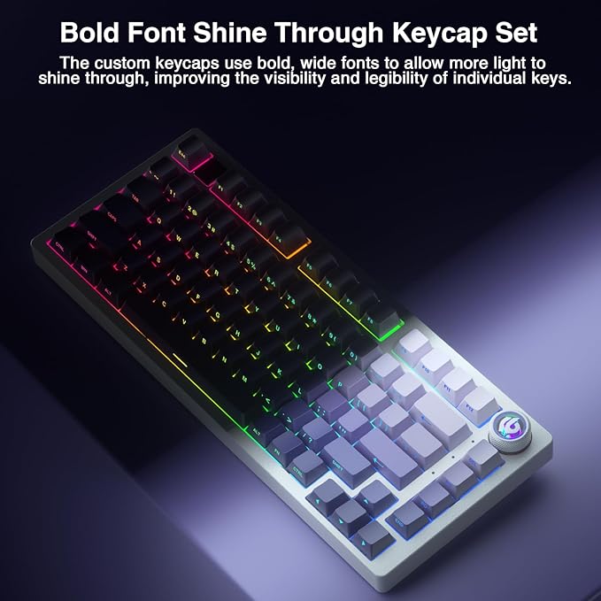 AULA 75 KEYS RGB 75% MECHANICAL GAMING KEYBOARD TRI-MODE  KNOB STAR VECTOR SWITCH WHT-PRP F75 thumbnail 6