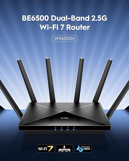 CUDY BE6500 DUAL BAND WI-FI 7 GAMING ROUTER 2.5G WAN PORT 2GHZ QUAD CORE ROUTER BLACK WR6500H thumbnail 2