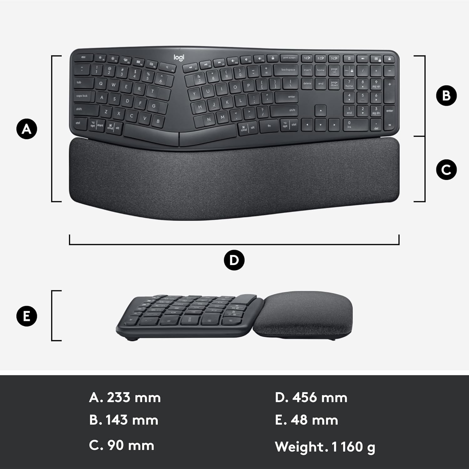 LOGITECH ERGO WIRELESS SPLIT KEYBOARD K860 ENGLISH 920-010359 thumbnail 13