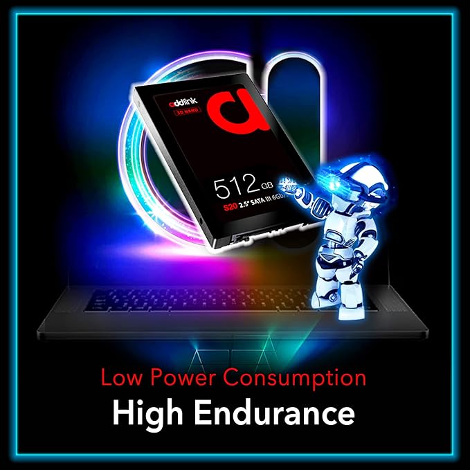 ADDLINK 2.5 INCH 3D NAND SATA III 6GB/S 512GB SSD BLACK AD512GBS20S3S thumbnail 4