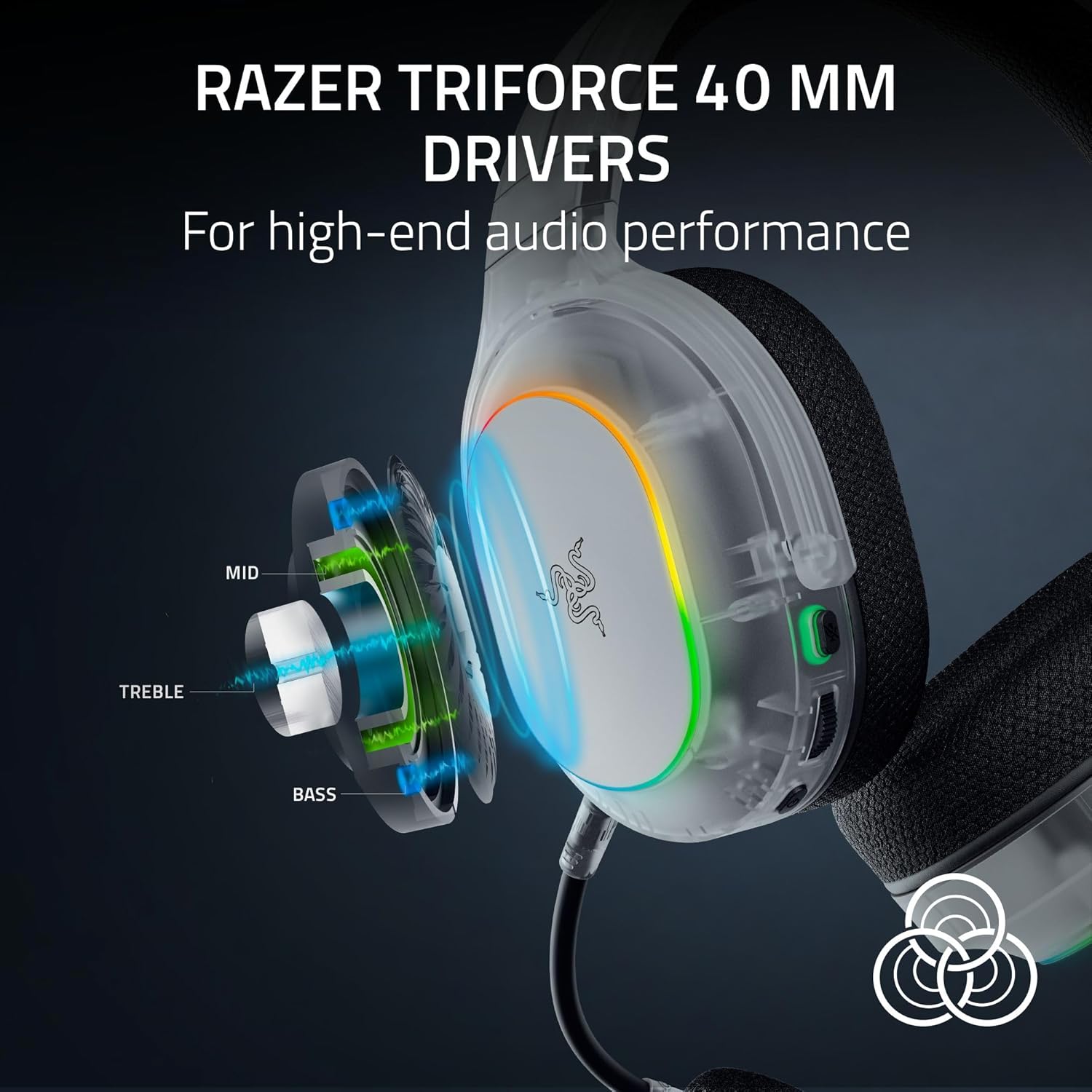 RAZER BARRACUDA X CHROMA WIRELESS GAMING HEADSET PHANTOM WHITE RZ04-05220400-R3M1 thumbnail 7