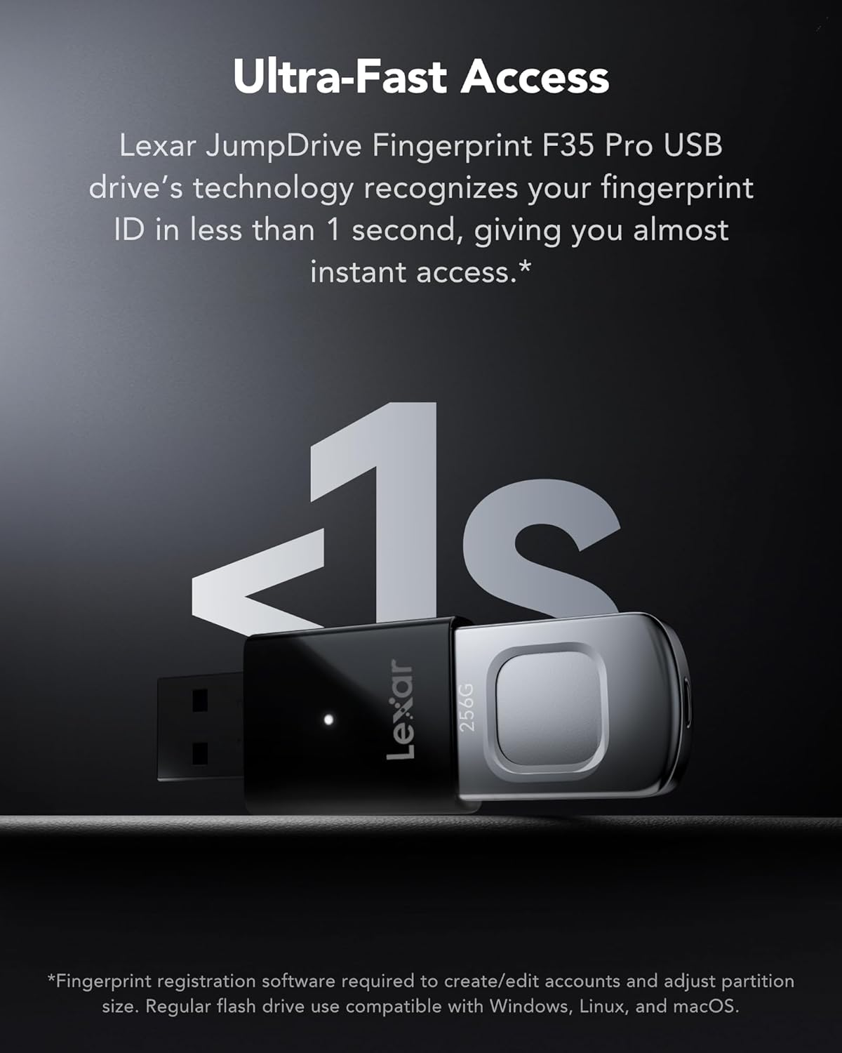 LEXAR JUMPDRIVE FINGERPRINT F35 PRO USB 3.2 GEN 1 400MBS 256GB LJDF35P256G-RNBNG thumbnail 5