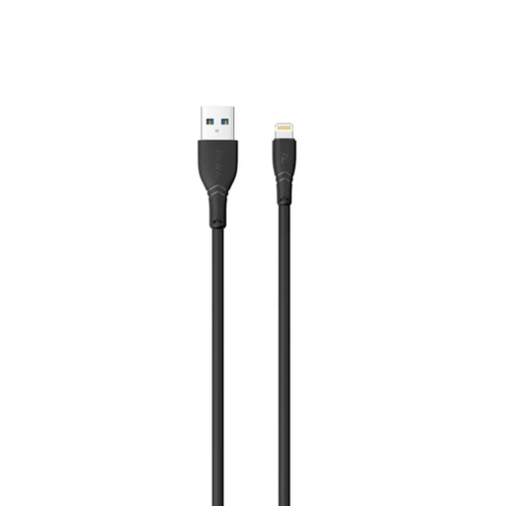 PAWA 2.4A QUICK CHARGING 2M DATA CABLE LIGHTNING BLACK PW-2PVCATOL-BK