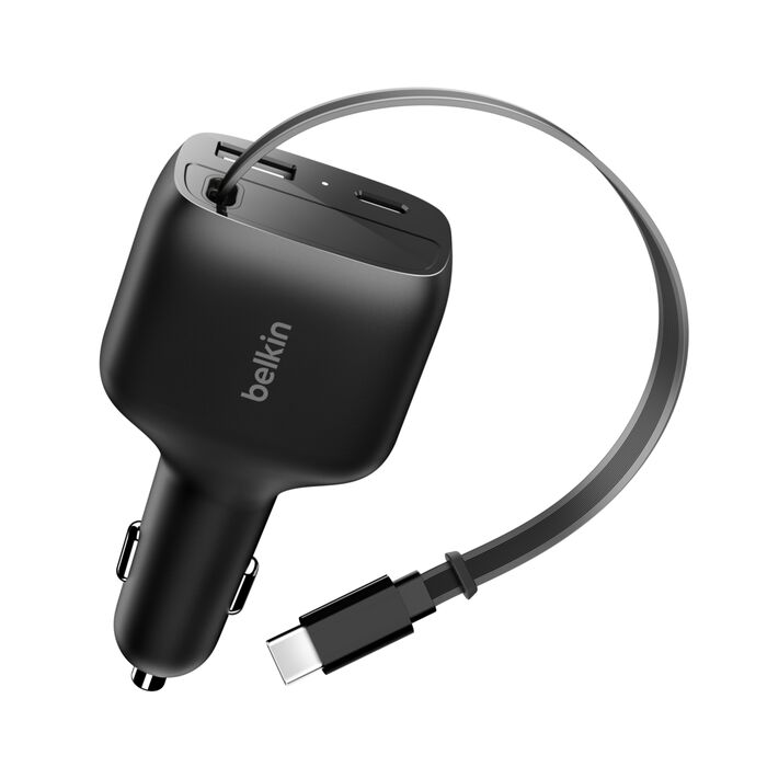 BELKIN BOOST CHARGE RETRACTABLE CAR CHARGER 75W BLACK CCC001HQBK thumbnail 4