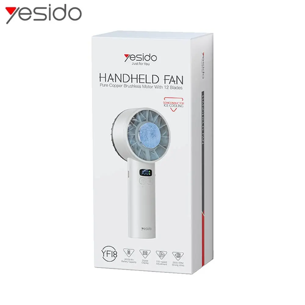 YESIDO HANDHELD FAN WHITE YF18 thumbnail 2