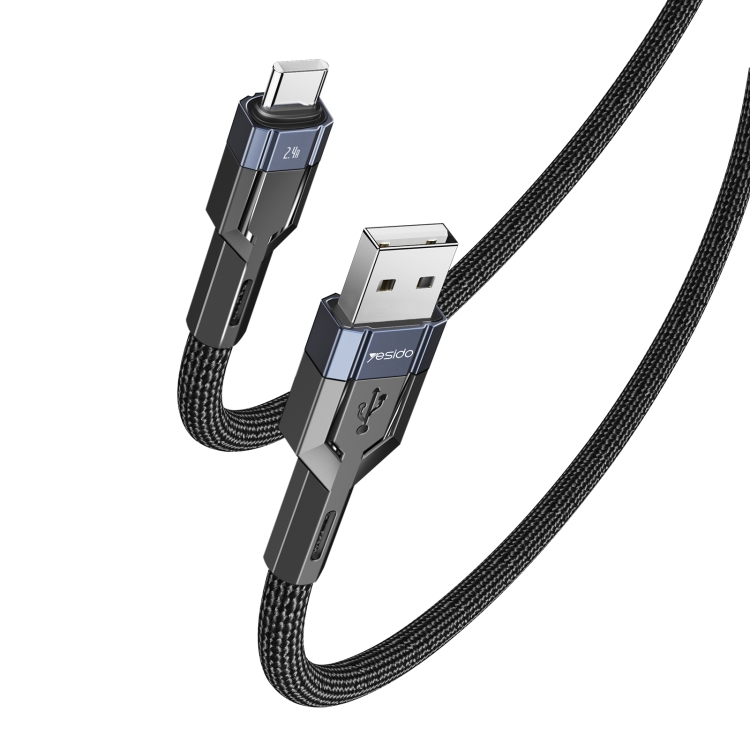 YESIDO USB A TO USB C CABLE 1.2M BLACK CA106 thumbnail 2