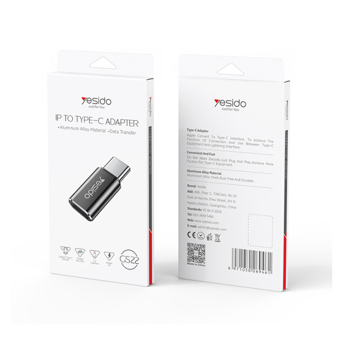 YESIDO USB C OTG ADAPTER BLACK GS28 thumbnail 3