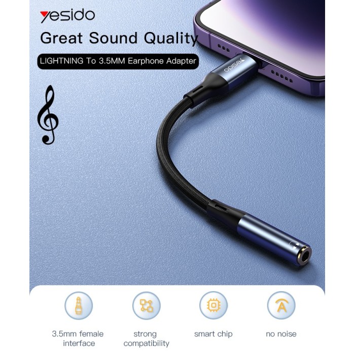 YESIDO LIGHTNING TO AUX CONVERTER YAU37 thumbnail 5