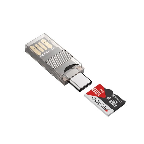 YESIDO USB-C TO USB MICRO SD CARD SLOT OTG ADAPTER TRANSPARENT GS21