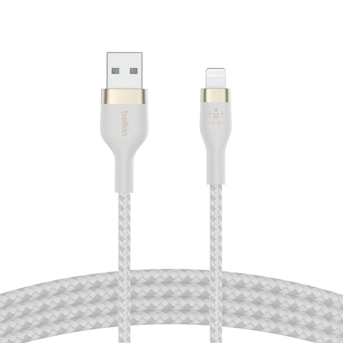BELKIN BOOST CHARGE PRO FLEX USB A CABLE WITH LIGHTNING CONNECTOR WHITE CAA010BT1MWH
