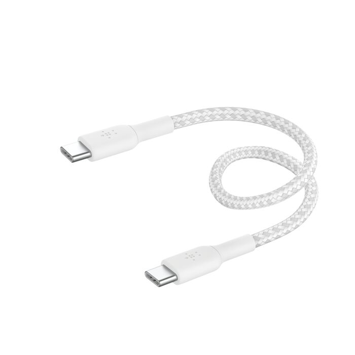 BELKIN BOOSTCHARGE USB-C TO USB-C BRAIDED CABLE 0.15M WHITE CAB004BT0MWH