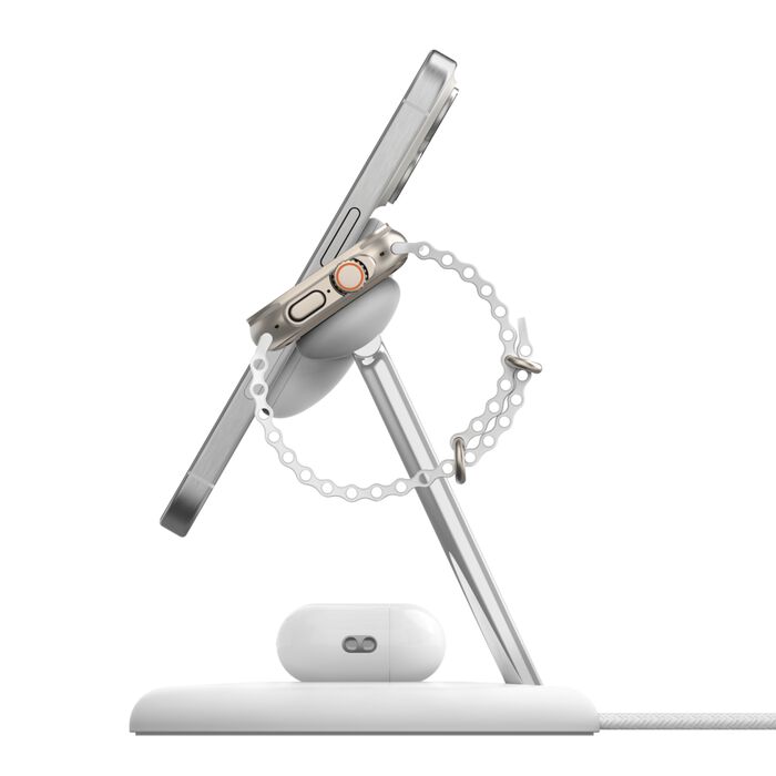 BELKIN BOOST CHARGE PRO 15W 3 IN 1 WIRELESS CHARGING STAND WITH MAGSAFE WHITE WIZ032MYWH thumbnail 2