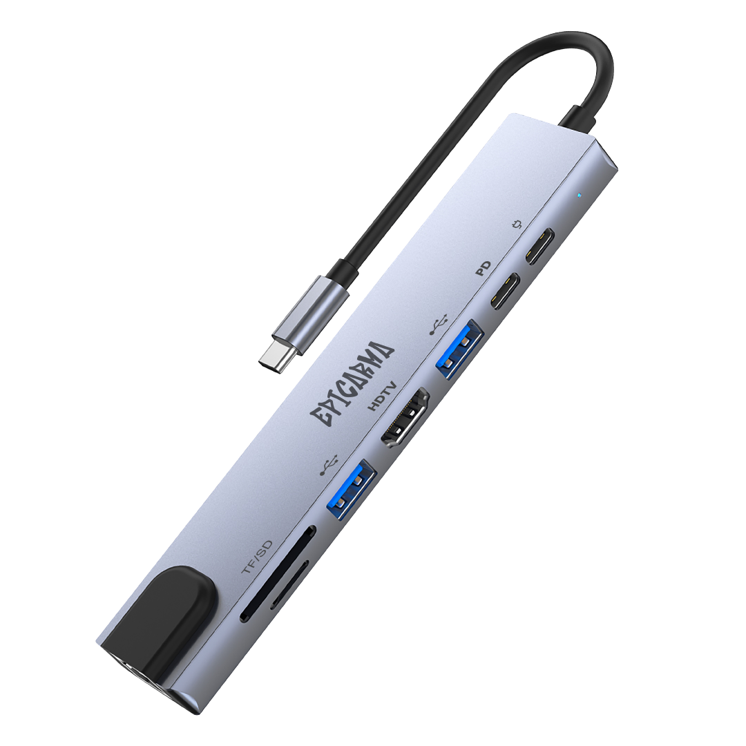 EPICARMA 8 IN 1 USB-C MULTIPORT HUB GRAY EA-MULTI 8IN1-GYM
