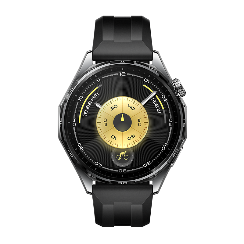 HUAWEI WATCH GT 6 46MM BLACK STAINLESS STEEL CASE WITH BLACK FLUOROELASTOMER STRAP ATM-B19 55020FUF