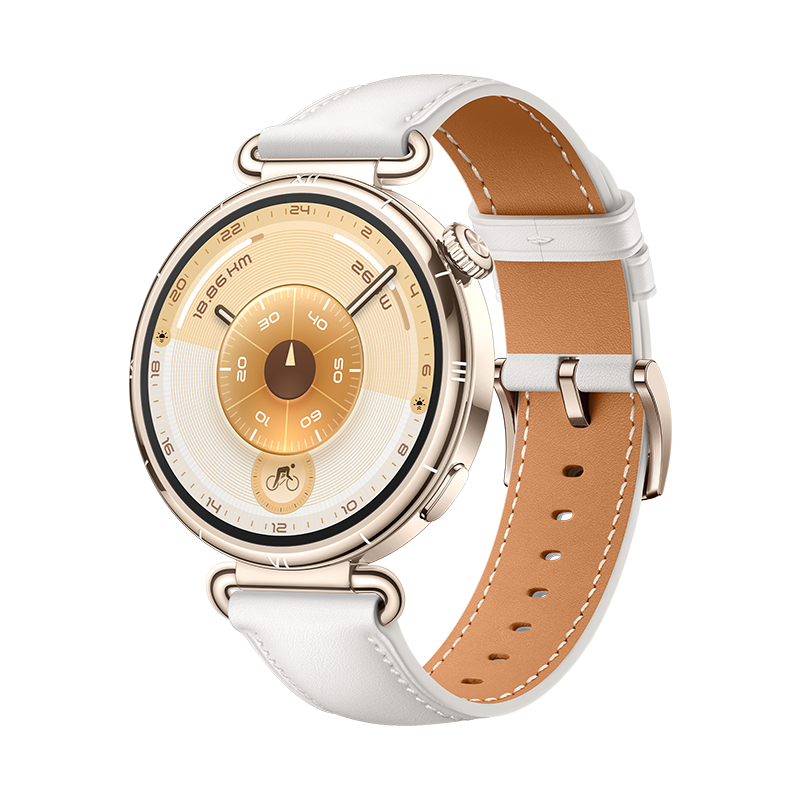 HUAWEI WATCH GT 6 41MM WHITE GOLD STAINLESS STEEL WITH WHITE COMPOSITE LEATHER STRAP KSU-B19 55020FUJ thumbnail 2