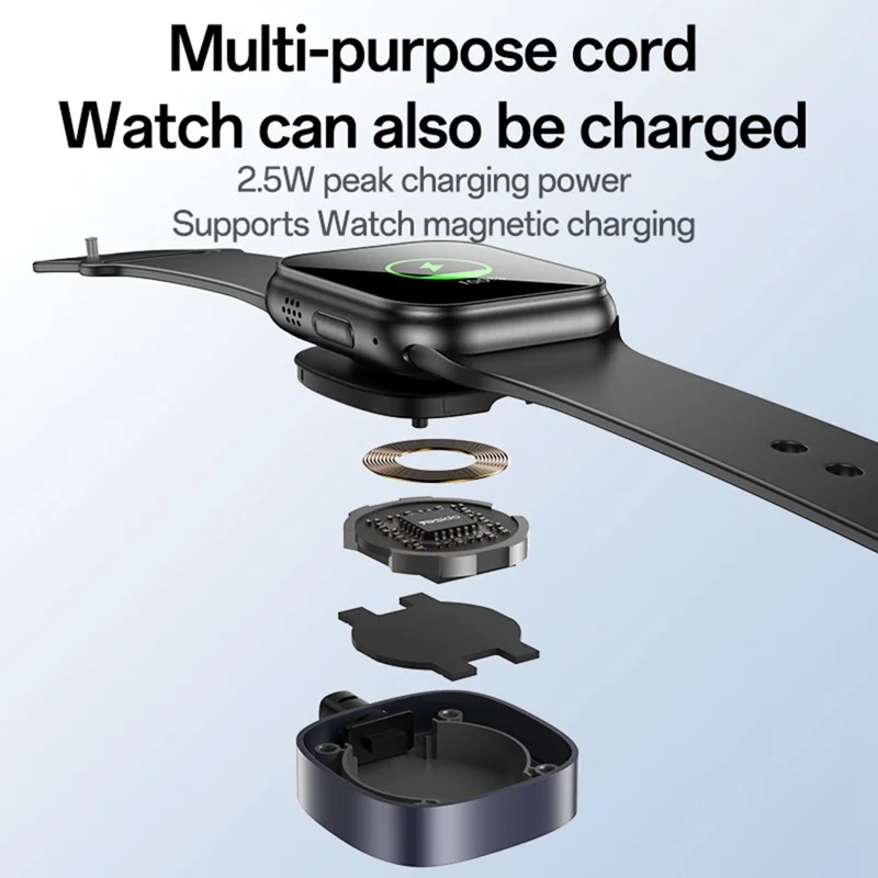 YESIDO 2 IN 1 WATCH CABLE COMPATIBLE USB-C DEVICES AND APPLE WATCH BLACK CA136C thumbnail 7