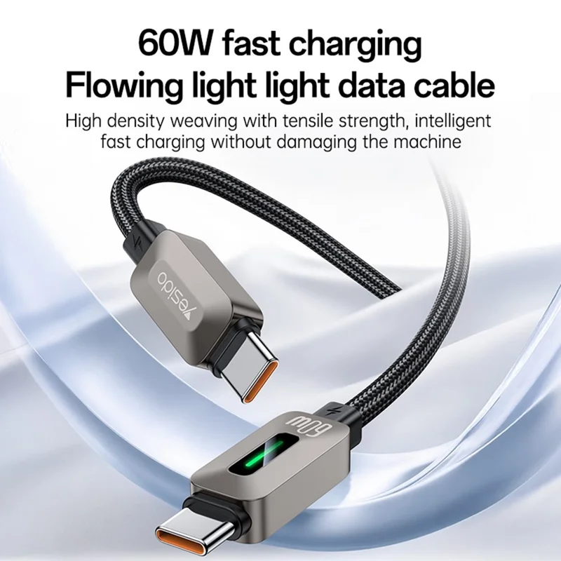 YESIDO TYPE C TO TYPE C 60W CABLE GREY CA198 thumbnail 9