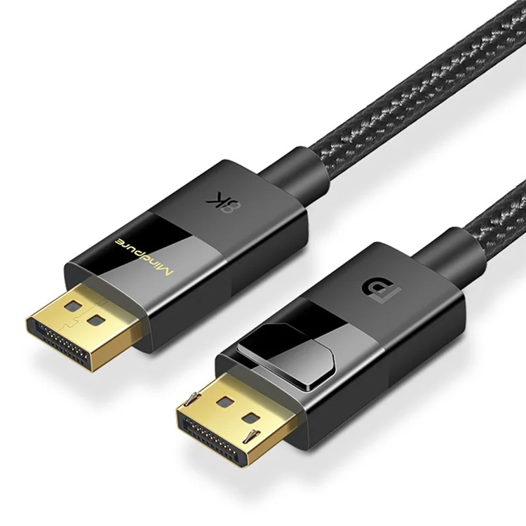 MINDPURE 8K DP MALE TO MALE BLACK ROUND CABLE VERSION 1.4 2M BLACK LX10447