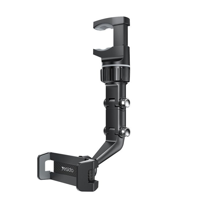 YESIDO REVIEW MIRROR ADJUSTABLE MULI ANGEL ROTATION UNIVERSAL PHONE HOLDER BLACK C192