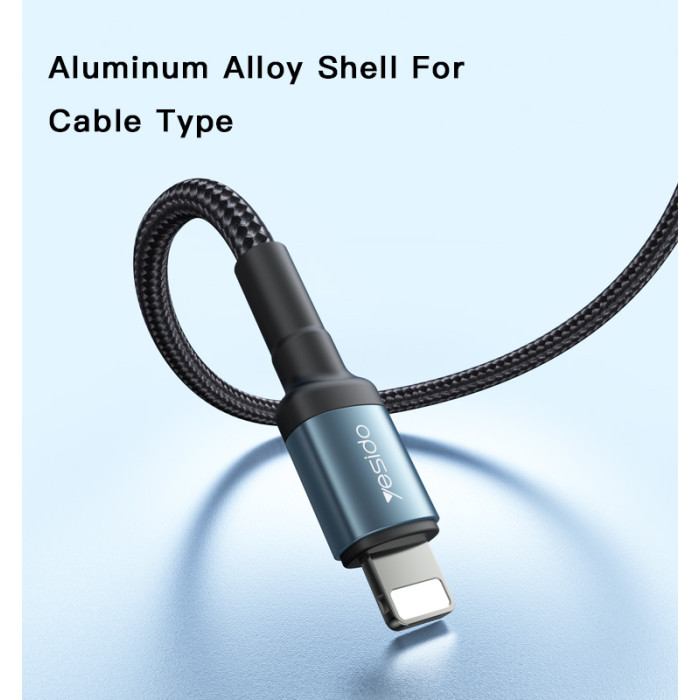 YESIDO 20W USB-C TO LIGHTNING CABLE 1.2M BLACK CA76 thumbnail 4