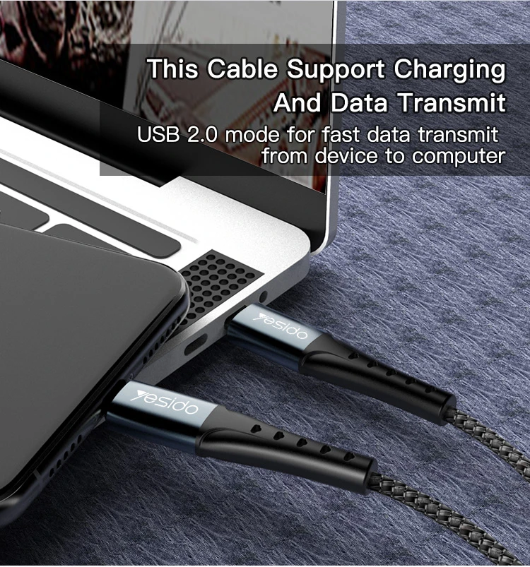 YESIDO USB-C TO USB-C CABLE 1.2M BLACK CA66 thumbnail 3