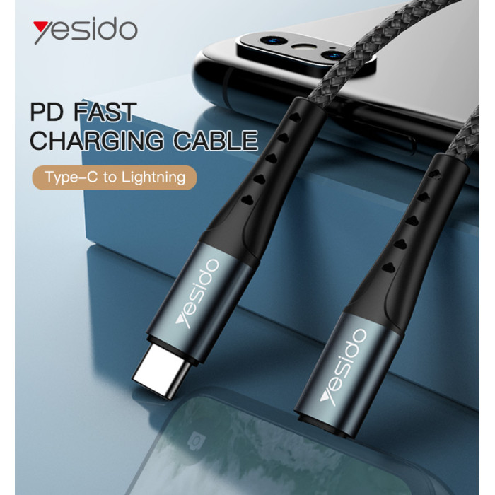 YESIDO USB-C TO LIGHTNING CABLE 1.2M BLACK CA64 thumbnail 2