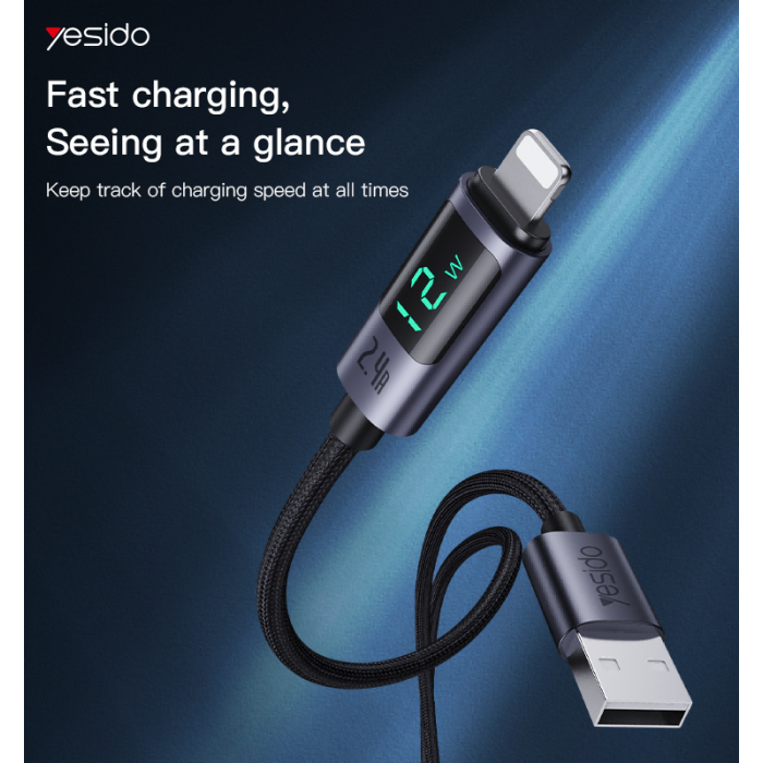 YESIDO USB A TO LIGHTNING CALE 12W GREY CA137L thumbnail 5