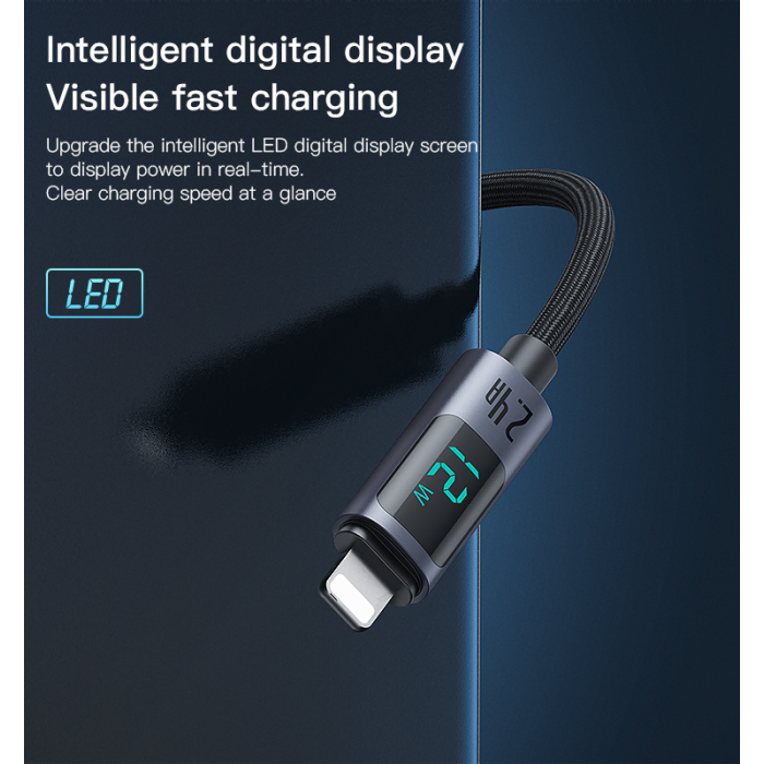 YESIDO USB A TO LIGHTNING CALE 12W GREY CA137L thumbnail 3