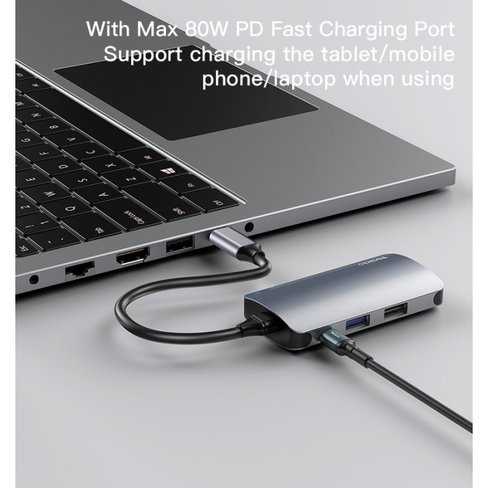 YESIDO 6 IN 1 USB-C HUB BLUE HB15 thumbnail 4