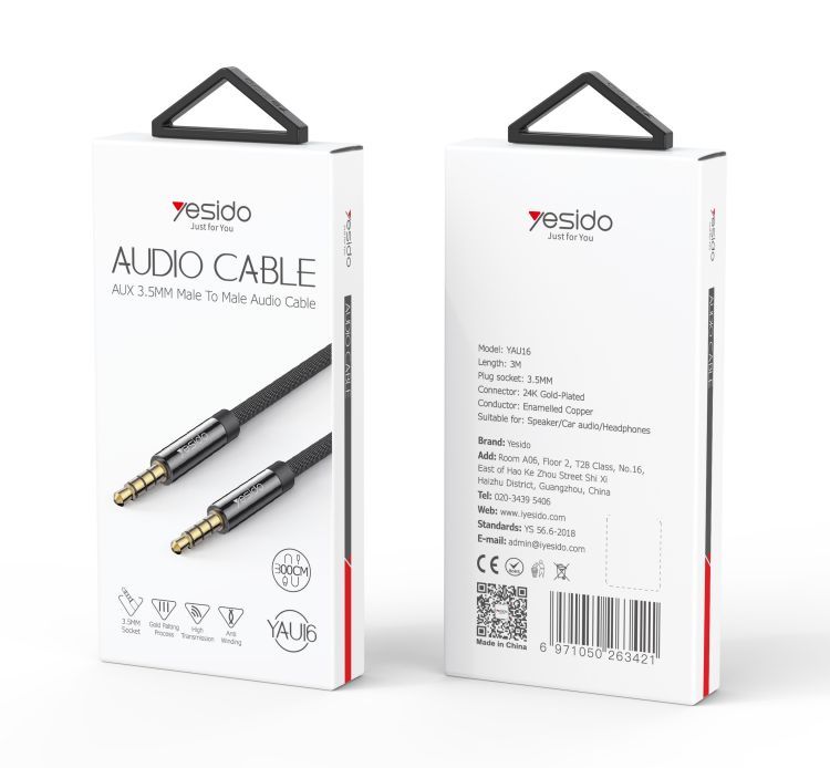 YESIDO 3.5MM TO 3.5MM CABLE BLACK 3M YAU16