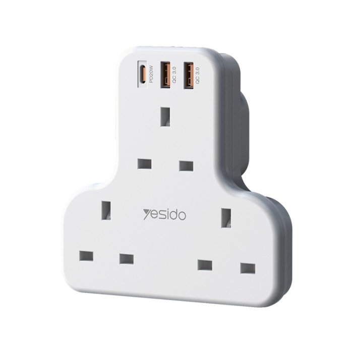YESIDO 13A 3250W PD AND QC 20W WALL SOCKET WHITE MC15