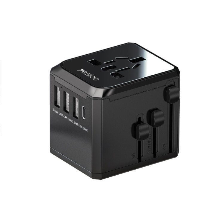 YESIDO WORLDWIDE UNIVERSAL ADAPTER BLACK MC10