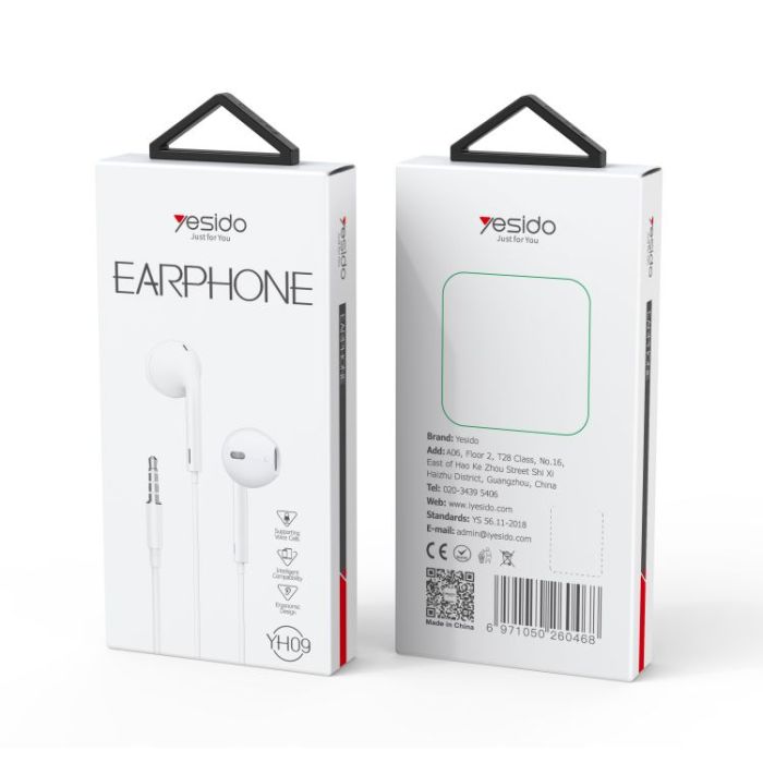 YESIDO 3.5MM JACK WIRED EARPHONE WHITE YH09 thumbnail 5