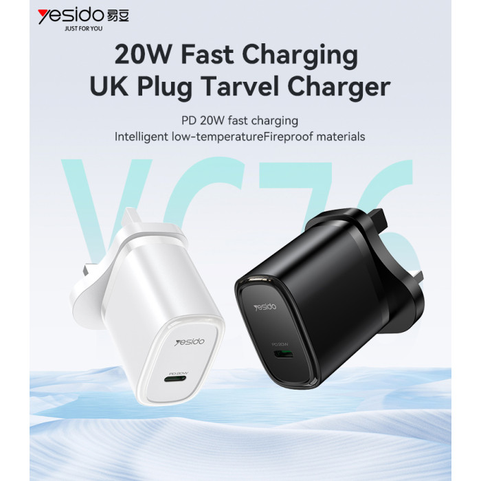 YESIDO 20W USB-C FAST CHARGER WHITE YC76C thumbnail 2