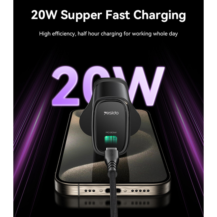 YESIDO 20W USB-C FAST CHARGER WHITE YC76C thumbnail 3