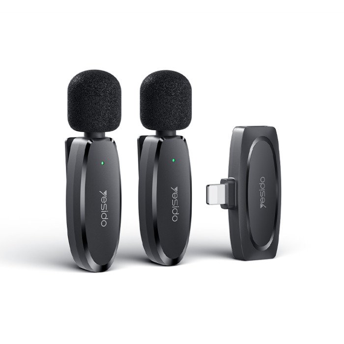 YESIDO LAVALIER DOUBLE WIRELESS MICROPHONE BLACK KR14