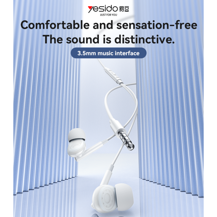 YESIDO HEAVY BASS 3.5MM AUX HEADSET WHITE YH46 thumbnail 2