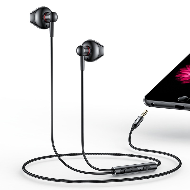 YESIDO ALUMINIUM ALLOY 3.5MM JACK WIRED EARPHONE BLACK YH47