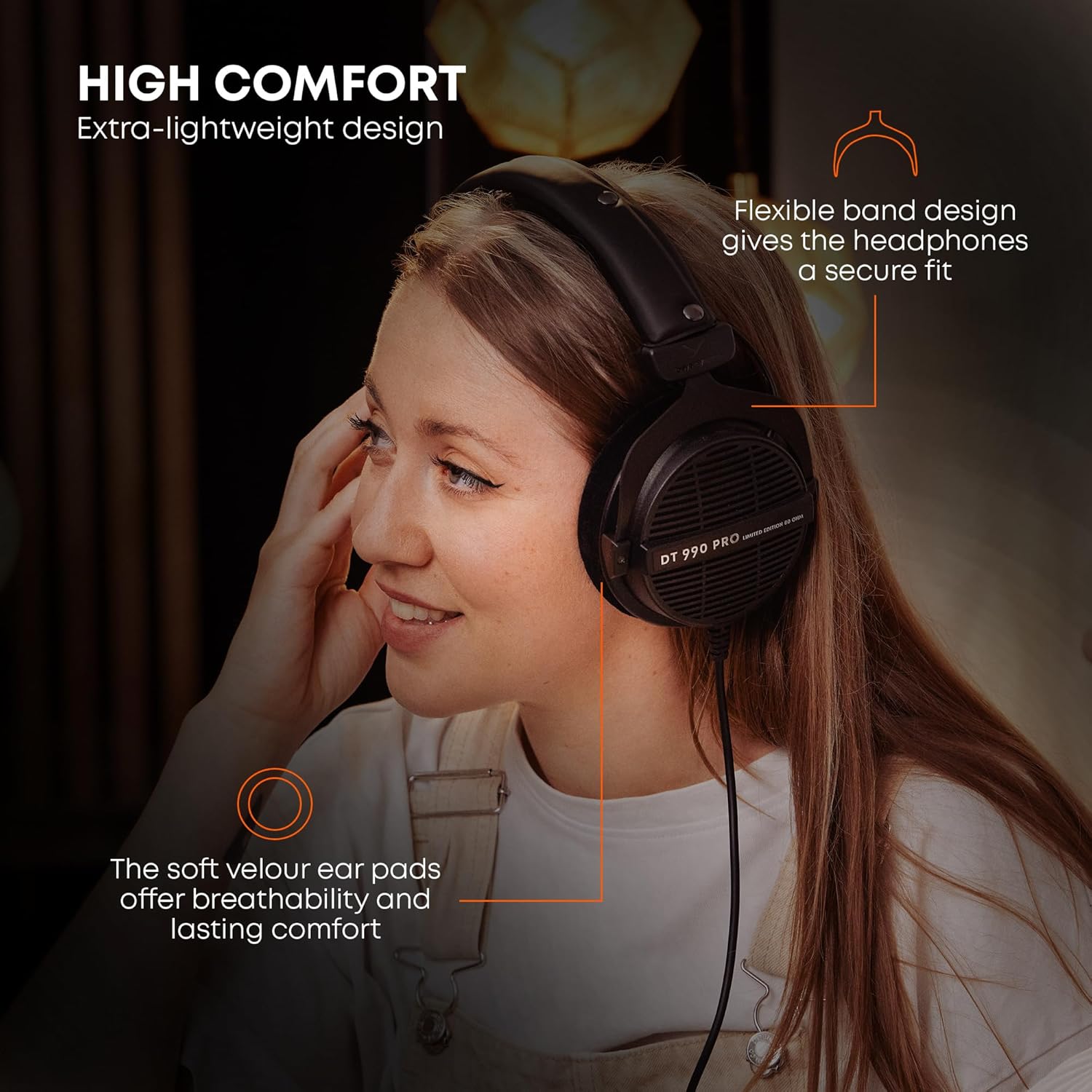 BEYERDYNAMIC DT 990 PRO 80 OHM STUDIO HEADPHONES GREY 718175 thumbnail 7