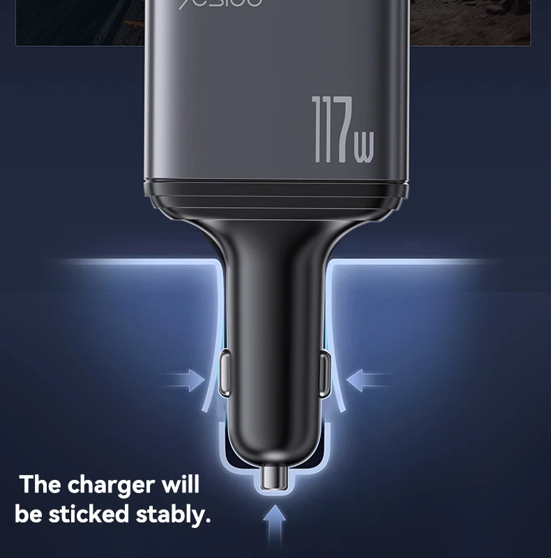 YESIDO 117W SUPER FAST CAR CHARGER BLACK Y63 thumbnail 10