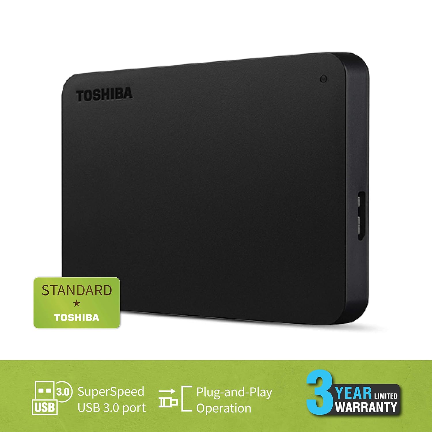 TOSHIBA CANVIO BASICS EXTERNAL HARD DRIVE 1TB BLACK HDTB510EK3AA thumbnail 4